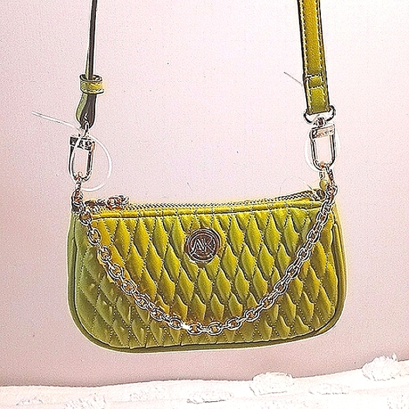 Anne Klein Tropic Chartreuse Mini Quilted Crossbody Bag ⚜️ 👑 ⚜️ - Picture 1 of 13